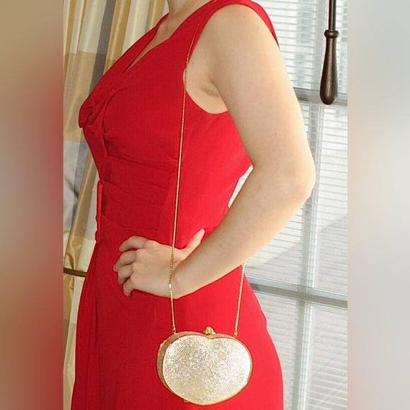 Judith Lieber Swarovski crystal gold heart Minaudiere evening bag - Picture 8 of 10